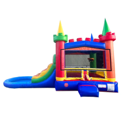rainbow castle dual lane water slide bounce house valley stream.jp 1 Rainbow Dual Lane Combo Bounce House + Slide!